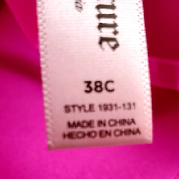 JUICY COUTURE Intimates NWOT Hot Pink Satin & Lace Push Up Bra Underwire 38C - Picture 8 of 9
